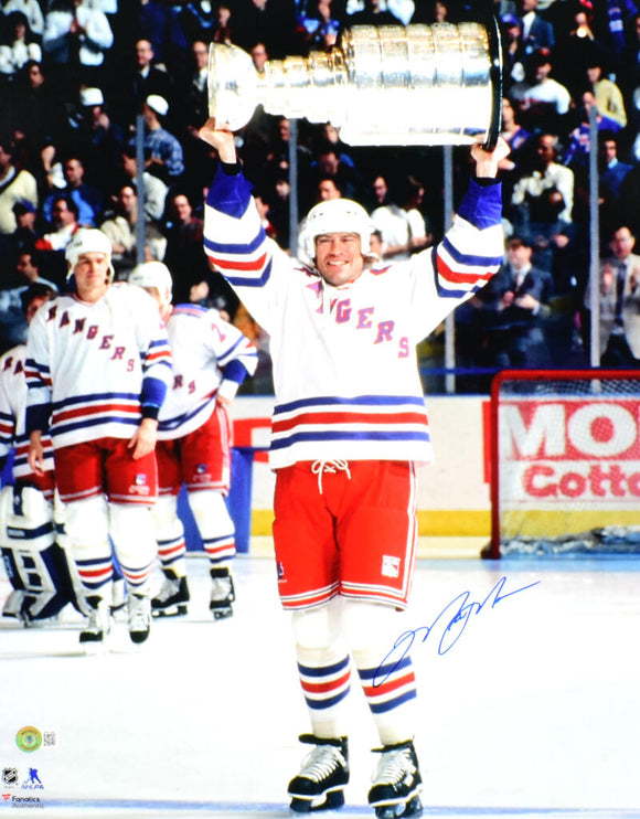 Mark Messier Autographed New York Rangers 16x20 Stanley Cup Photo- Beckett Hologram *Blue Image 1