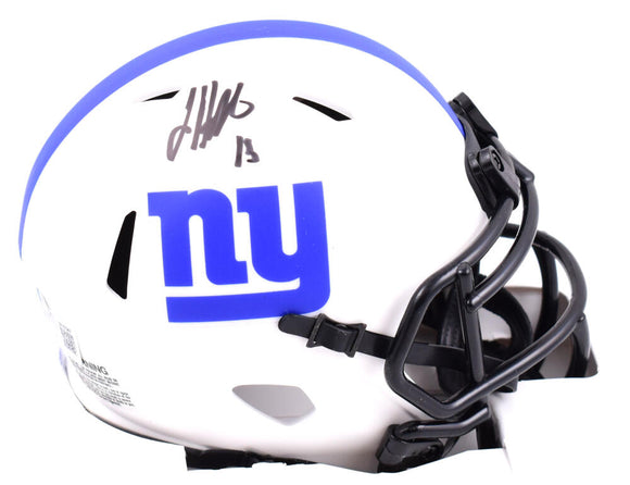 Jalin Hyatt Autographed New York Giants Lunar Speed Mini Helmet - Beckett W Hologram *Black Image 1