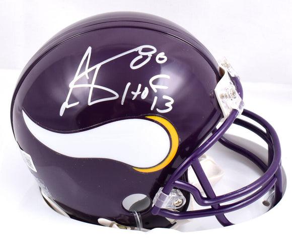 Cris Carter Autographed Minnesota Vikings 83-01 Mini Helmet w/HOF - Beckett W Hologram *Silver Image 1