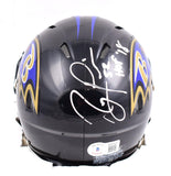 Ray Lewis Full Autographed Baltimore Ravens Speed Mini Helmet w/HOF- Beckett W Hologram *White Image 3