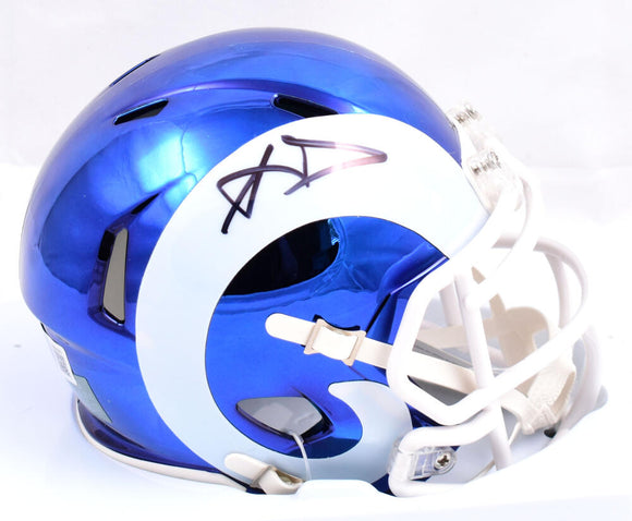 Aaron Donald Autographed Los Angeles Rams Chrome Speed Mini Helmet-Beckett W Hologram *Black Image 1