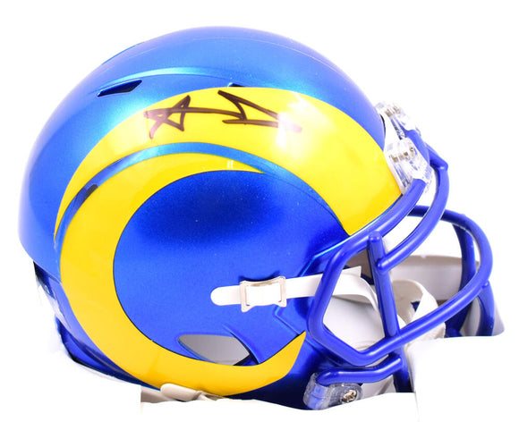 Aaron Donald Autographed Los Angeles Rams Speed Mini Helmet-Beckett W Hologram *Black Image 1
