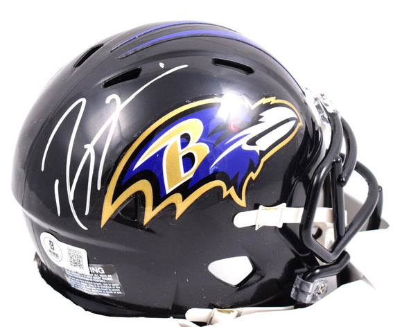 Ray Lewis Autographed Baltimore Ravens Speed Mini Helmet-Beckett W Hologram*Silver Image 1