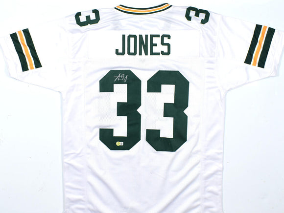 Aaron Jones Autographed White Pro Style Jersey-Beckett W Hologram *Silver Image 1
