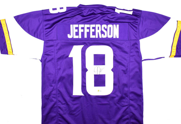 Justin Jefferson Autographed Purple Pro Style Jersey - Beckett W Hologram *Black Image 1