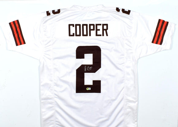 Amari Cooper Autographed White Pro Style Jersey- Beckett W Hologram *Silver Image 1