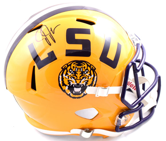 Justin Jefferson Autographed LSU Tigers F/S Speed Helmet- Beckett W Hologram *Black Image 1