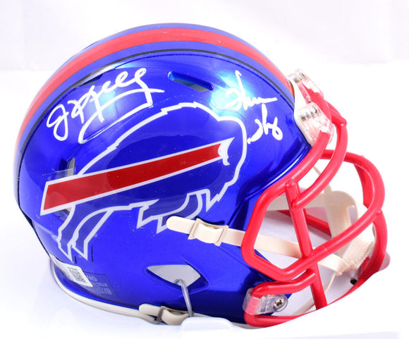 Jim Kelly Thurman Thomas Autographed Buffalo Bills Flash Speed Mini Helmet-Beckett W Hologram *White Image 1
