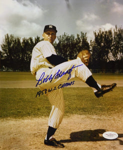 Bobby Shantz WS Champs Autographed 8x10 Pitching Photo- JSA Authenticated