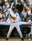 Mike Piazza Autographed 16x20 Vertical Dodgers At Bat Photo- JSA W Authenticated