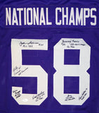 58' National Champs Autographed Purple W/ Yellow Jersey- JSA Auth