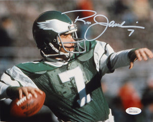 Ron Jaworski Autographed *White Eagles 8x10 Up Close Passing Photo- JSA Auth