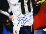 Percy Harvin Autographed 16x20 Super Bowl Stiff Arm Photo- JSA W Authenticated