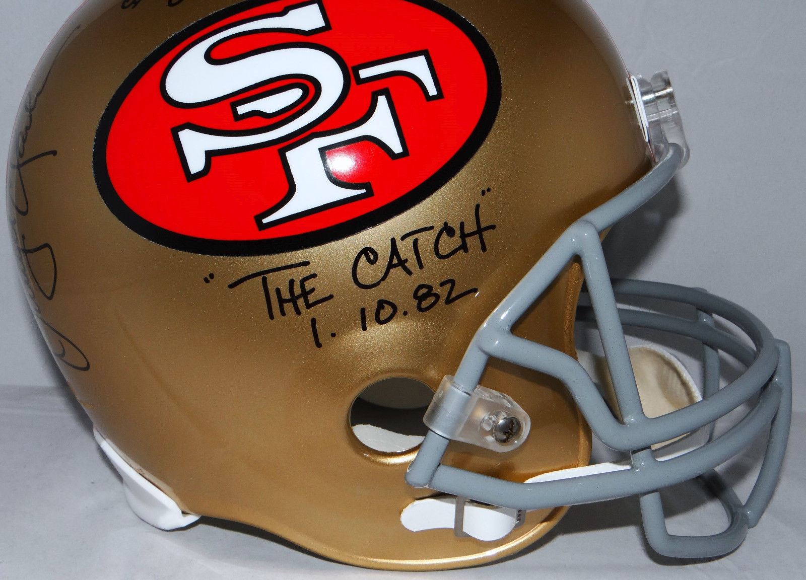 Joe Montana And Dwight Clark Signed 49Ers Replica Helmet With The