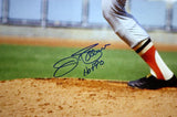 Jim Palmer Autographed *Blue 16x20 Orioles Pitching Photo W/ HOF- JSA W Auth