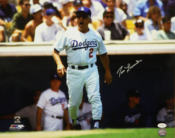 Tommy Lasorda Autographed 16x20 LA Dodgers Yelling Photo- JSA Authenticated
