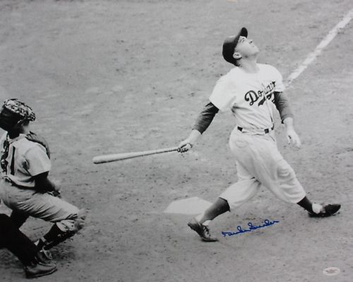 Duke Snider Autographed LA Dodgers 16x20 B&W Swinging Photo- JSA Authenticated