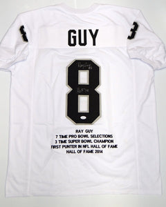 Ray Guy HOF Signed/ Autographed White Stat Jersey- JSA W Authenticated