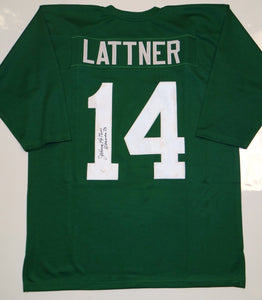 Johnny Lattner Autographed Green Jersey- JSA Authenticated