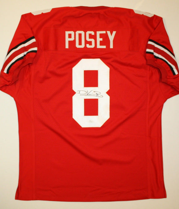Devier Posey Autographed Red College Style Jersey- JSA Authenticated