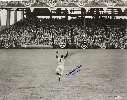 Duke Snider Autographed LA Dodgers 16x20 Cheering w/ HOF Photo- JSA Authenticated