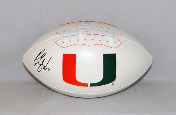 Russell Maryland Autographed Miami Hurricanes Logo Football- JSA W Auth