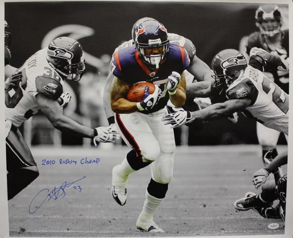 Arian Foster Autographed 20x24 B&W w/ Color Insc Canvas- JSA Authenticated
