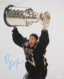 Ed Belfour Autographed 16x20 With Stanley Cup Photo- JSA W Authenticated
