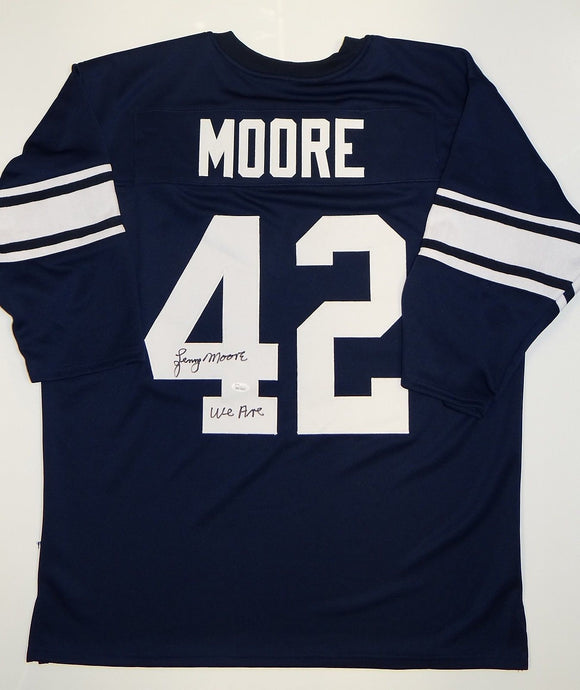 Lenny Moore Autographed Navy Blue TB College Style Jersey- JSA W Authenticated