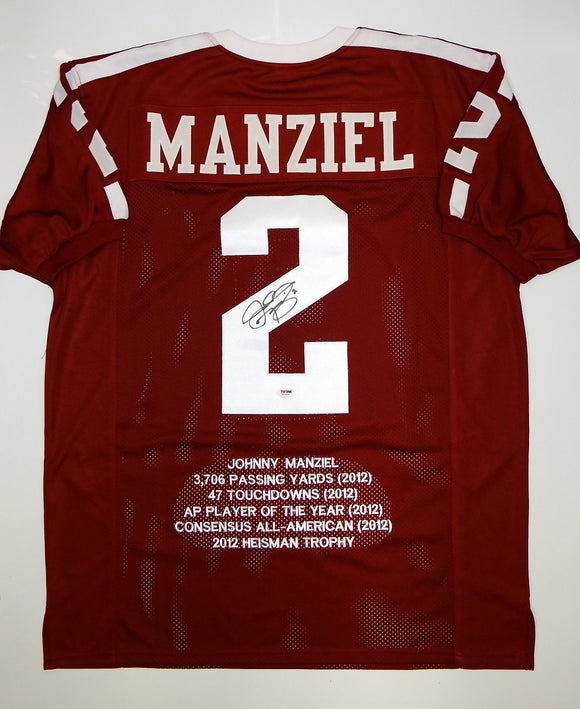 Johnny Manziel Autographed Maroon Stat Jersey- PSA/DNA Authenticated
