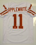 Major Applewhite Autographed White Jersey- JSA W Authenticated