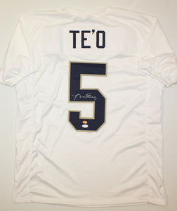 Manti Te'o Autographed White College Style Jersey- JSA W Authenticated *Silver