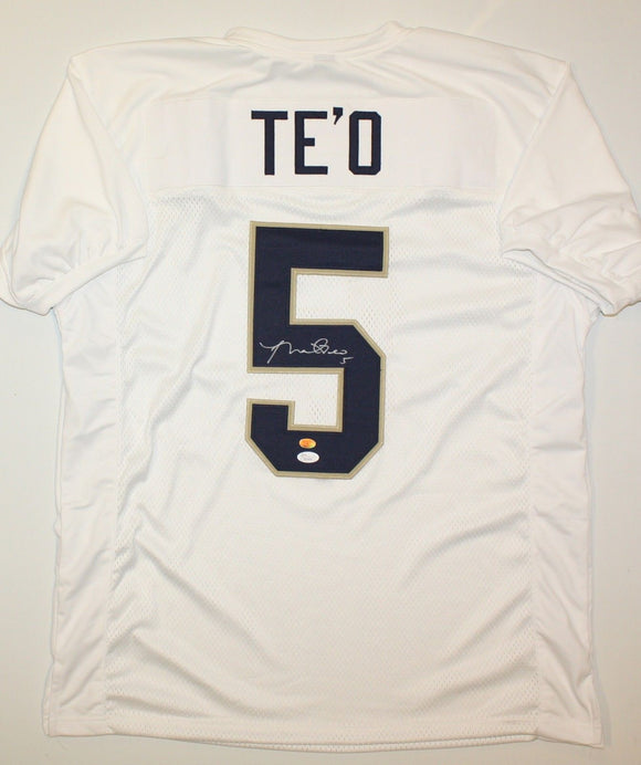 Manti Te'o Autographed White College Style Jersey- JSA W Authenticated *Silver