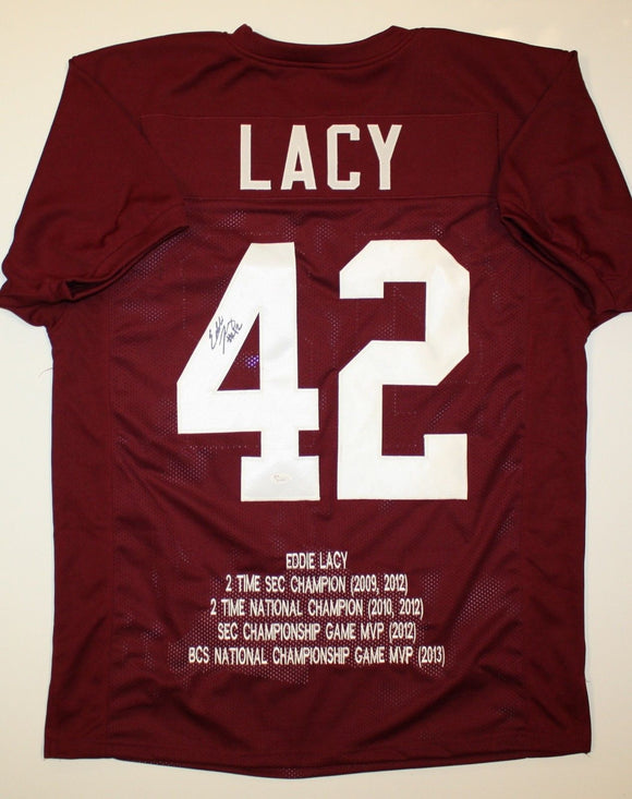 Eddie Lacy Autographed Maroon Stat Jersey- JSA Authenticated