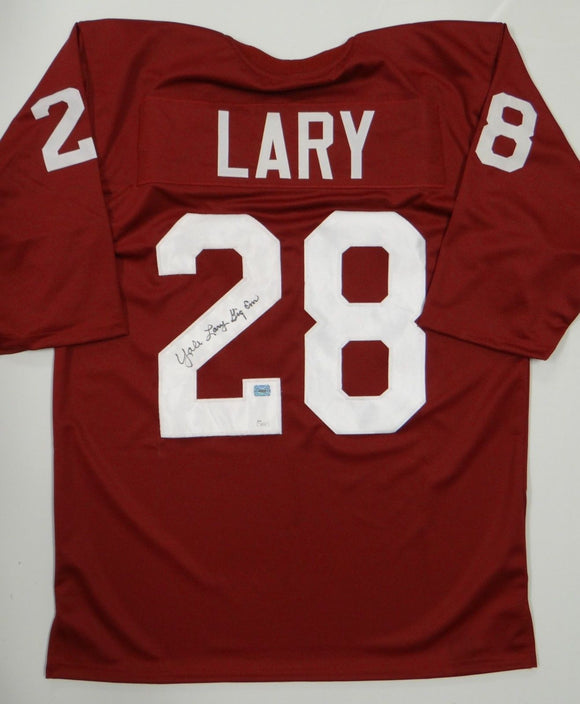 Yale Lary Autographed Maroon College Style Jersey W/ Gig Em - JSA Authenticated