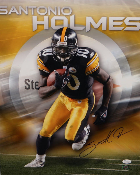 Santonio Holmes Autographed Pittsburgh Steelers Black XL Jersey MVP JSA  24916