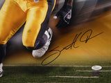 Santonio Holmes Autographed Steelers 16x20 Vertical Running Photo- JSA Authenticated