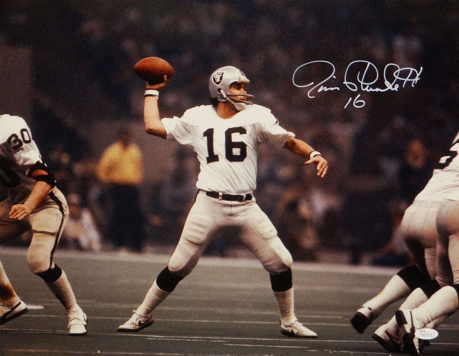 Jim Plunkett Signed Raiders Action 16x20 Photo