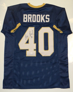 Reggie Brooks Autographed Blue w/ Gold Jersey- JSA W Authenticated