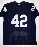 Michael Mauti Autographed Navy Blue College Style Stat Jersey- JSA W Auth