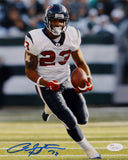 Arian Foster Autographed Texans 8x10 Vertical Running In White Photo- JSA W Auth