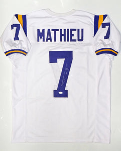 Tyrann Mathieu Autographed White College Style Jersey- JSA Witnessed Auth