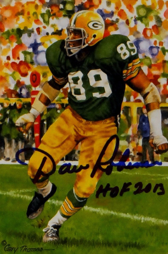 Dave Robinson HOF Signed Green Bay Packers Goal Line Art Card-JSA W Auth