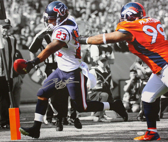 Arian Foster Autographed 20x24 B/W & Color TD Canvas- JSA W Authenticated