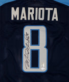Marcus Mariota Autographed Blue Pro Style Jersey with JSA Witnessed Auth