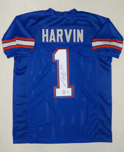 Percy Harvin Autographed Blue College Style Jersey- JSA W Auth