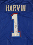 Percy Harvin Autographed Blue College Style Jersey- JSA W Auth