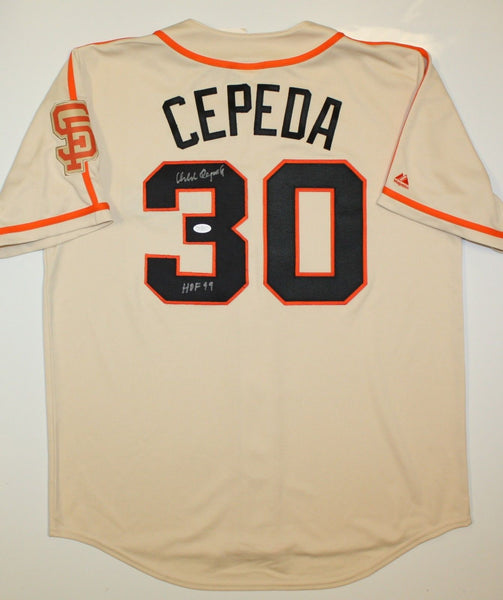 Autograph Warehouse 190951 Orlando Cepeda Autographed Jersey - San Francisco Giants - Inscribed HOF 99 JSA Authentication Certificate - Size 50