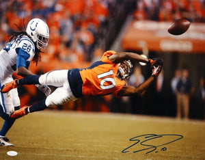 Emmanuel Sanders Autographed 16x20 Diving Against Colts Photo- JSA Authenticated