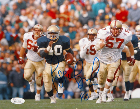 Reggie Brooks Autographed Notre Dame 8x10 Horizontal Running Photo- JSA W Auth